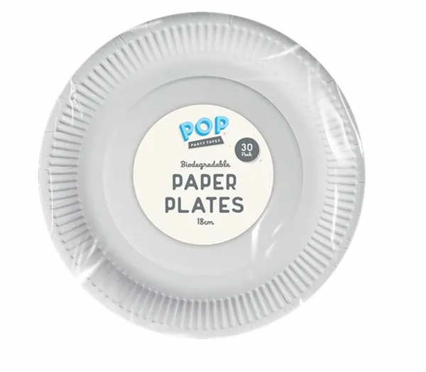 White paper plates 18cm 30pk